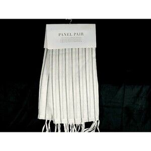 Set of 2 - Panel Pair Linen Stripe Curtains 38"x106" Each-White